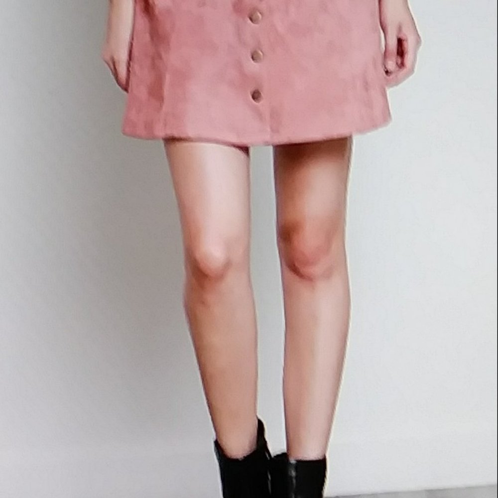 Forever 21 Hanna Blush Pink Button down Mini Skirt Medium - Picture 5 of 11